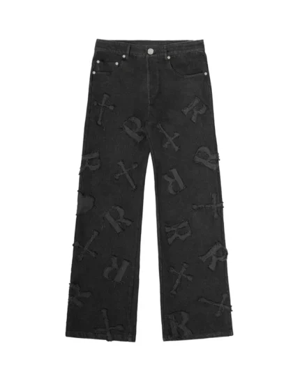 Racer Black Patch Jeans