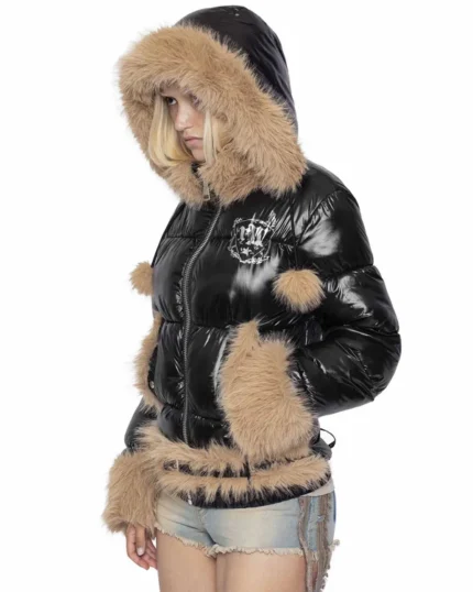 Racer Worldwide Slim Furry Puffer Jacket